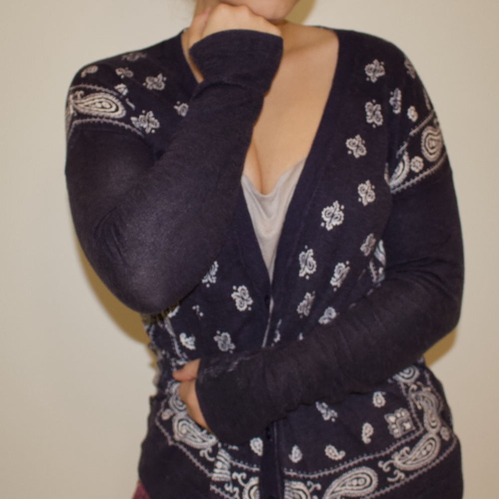 Soft Bandana Patterned Cardigan